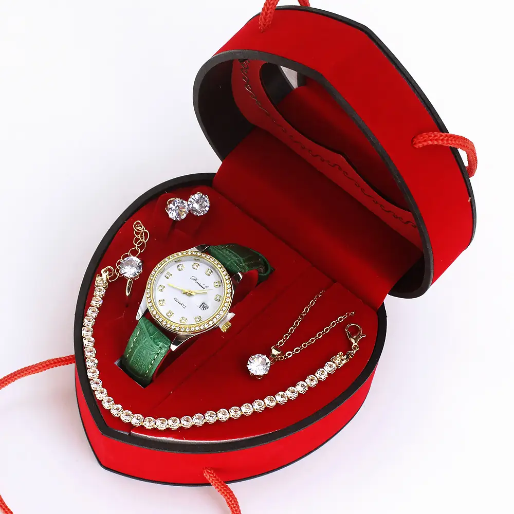 Ladies High-End Quartz Watch with Crystal Earrings & Necklace Set - Image 4