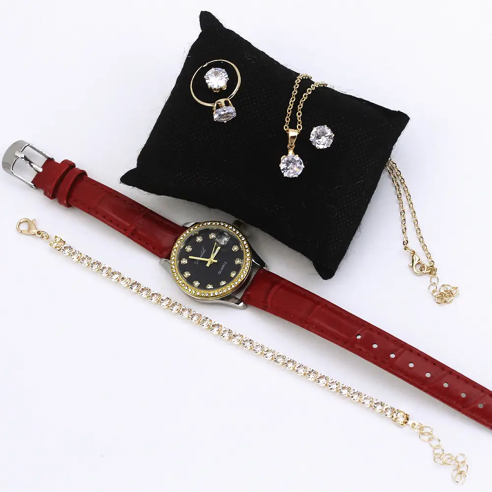 Ladies High-End Quartz Watch with Crystal Earrings & Necklace Set - Image 14
