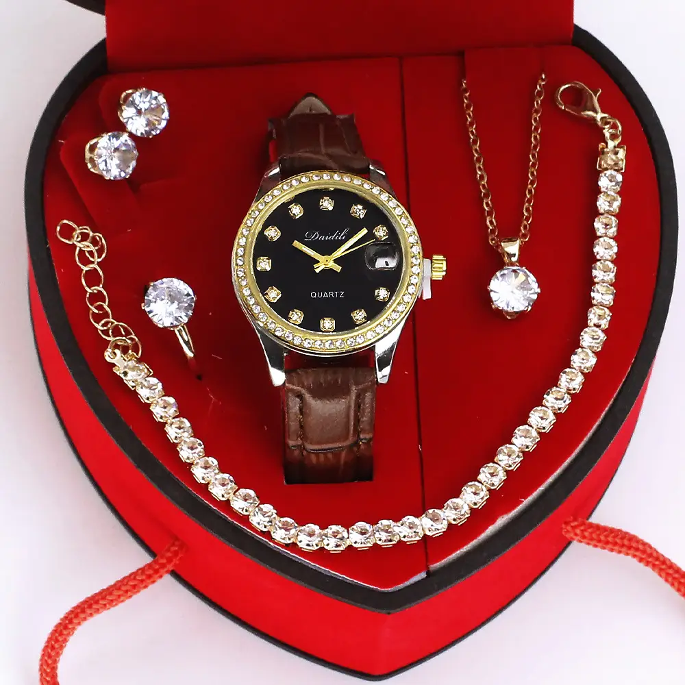 Ladies High-End Quartz Watch with Crystal Earrings & Necklace Set — feature 14