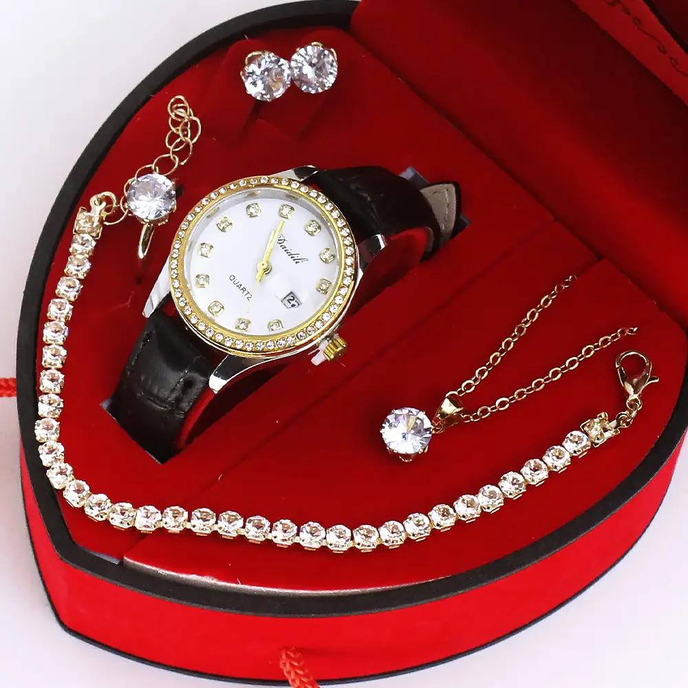 Ladies High-End Quartz Watch with Crystal Earrings & Necklace Set — feature 18