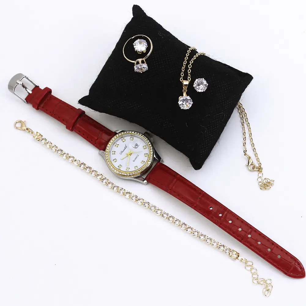 Ladies High-End Quartz Watch with Crystal Earrings & Necklace Set — feature 22
