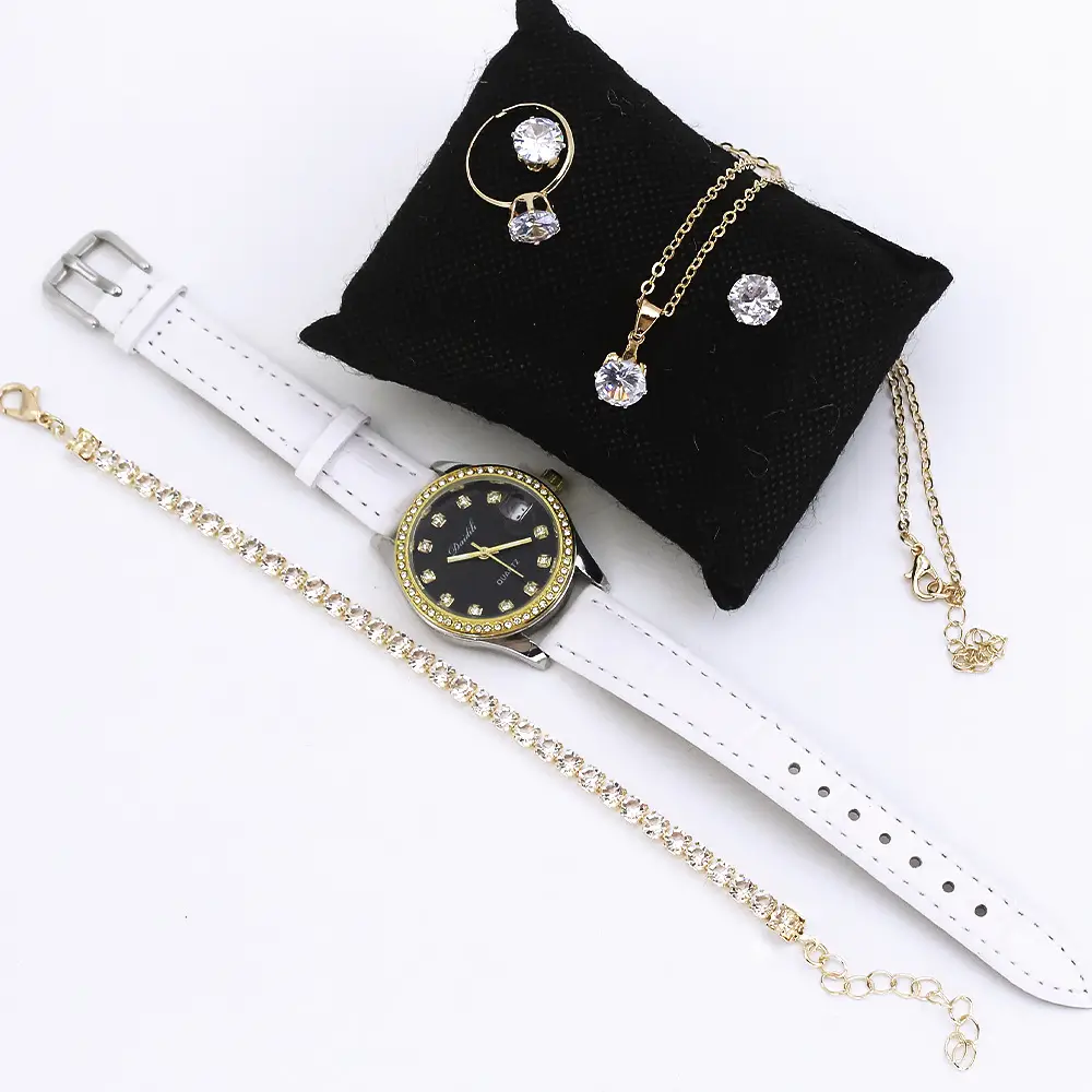Ladies High-End Quartz Watch with Crystal Earrings & Necklace Set — feature 24