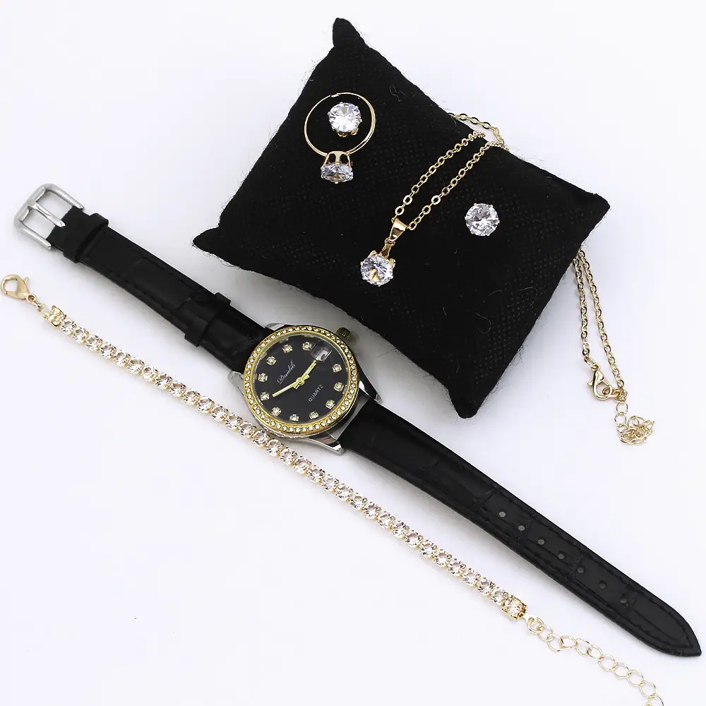Ladies High-End Quartz Watch with Crystal Earrings & Necklace Set — feature 25