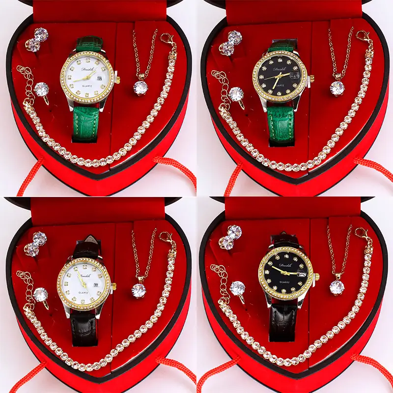 Ladies High-End Quartz Watch with Crystal Earrings & Necklace Set — feature 6
