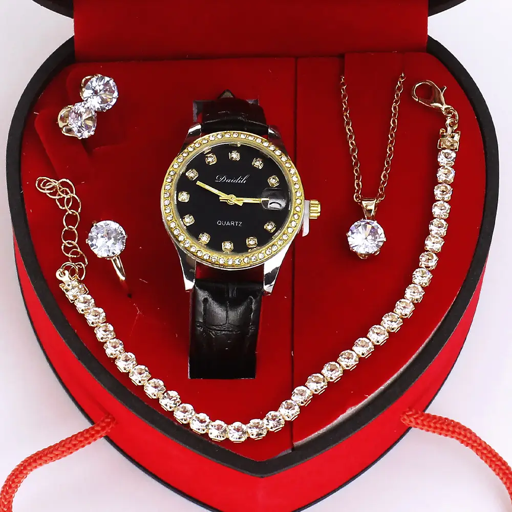 Ladies High-End Quartz Watch with Crystal Earrings & Necklace Set - Image 11