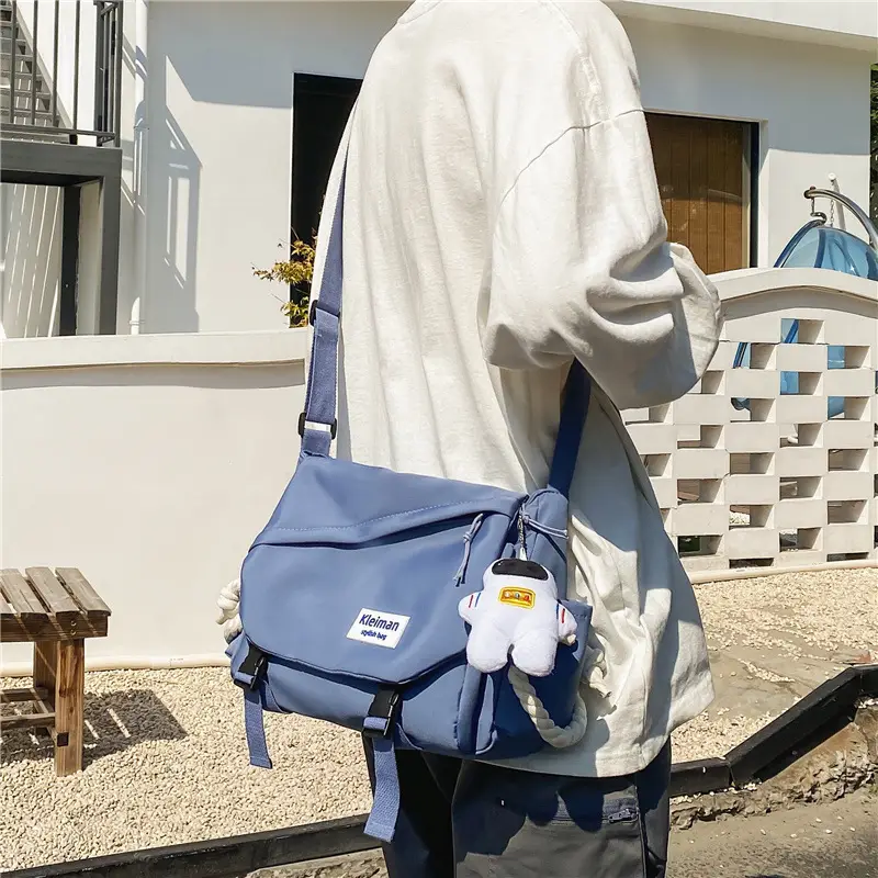 Men's Black Crossbody Bag Large Capacity Japanese Casual Style - Image 10