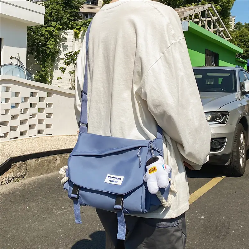 Men's Black Crossbody Bag Large Capacity Japanese Casual Style - Image 11