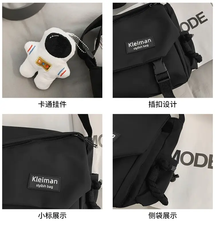 Men's Black Crossbody Bag Large Capacity Japanese Casual Style — feature 16