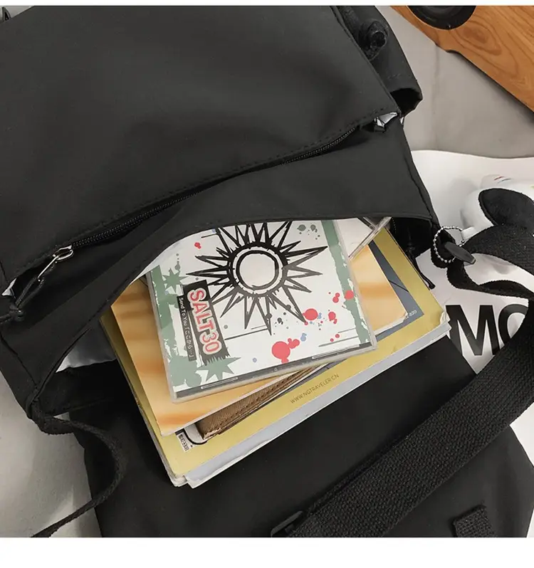 Men's Black Crossbody Bag Large Capacity Japanese Casual Style — feature 18