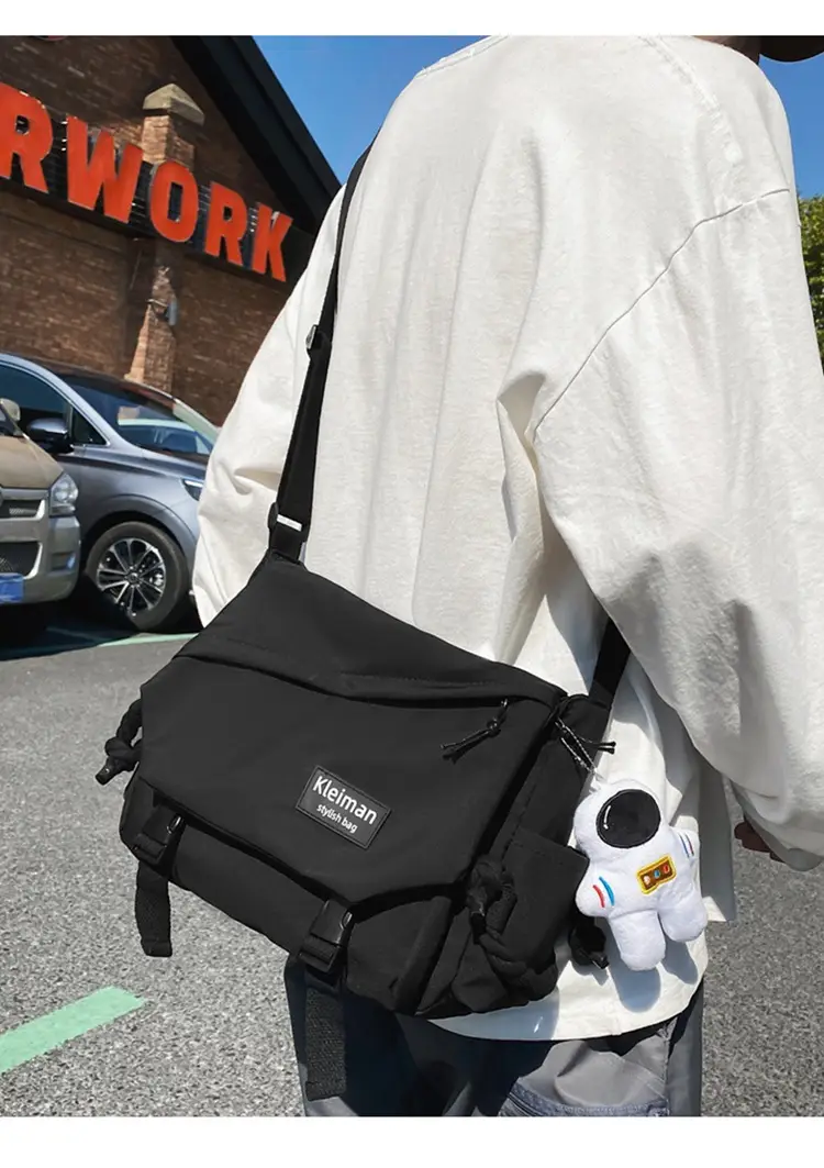 Men's Black Crossbody Bag Large Capacity Japanese Casual Style — feature 8