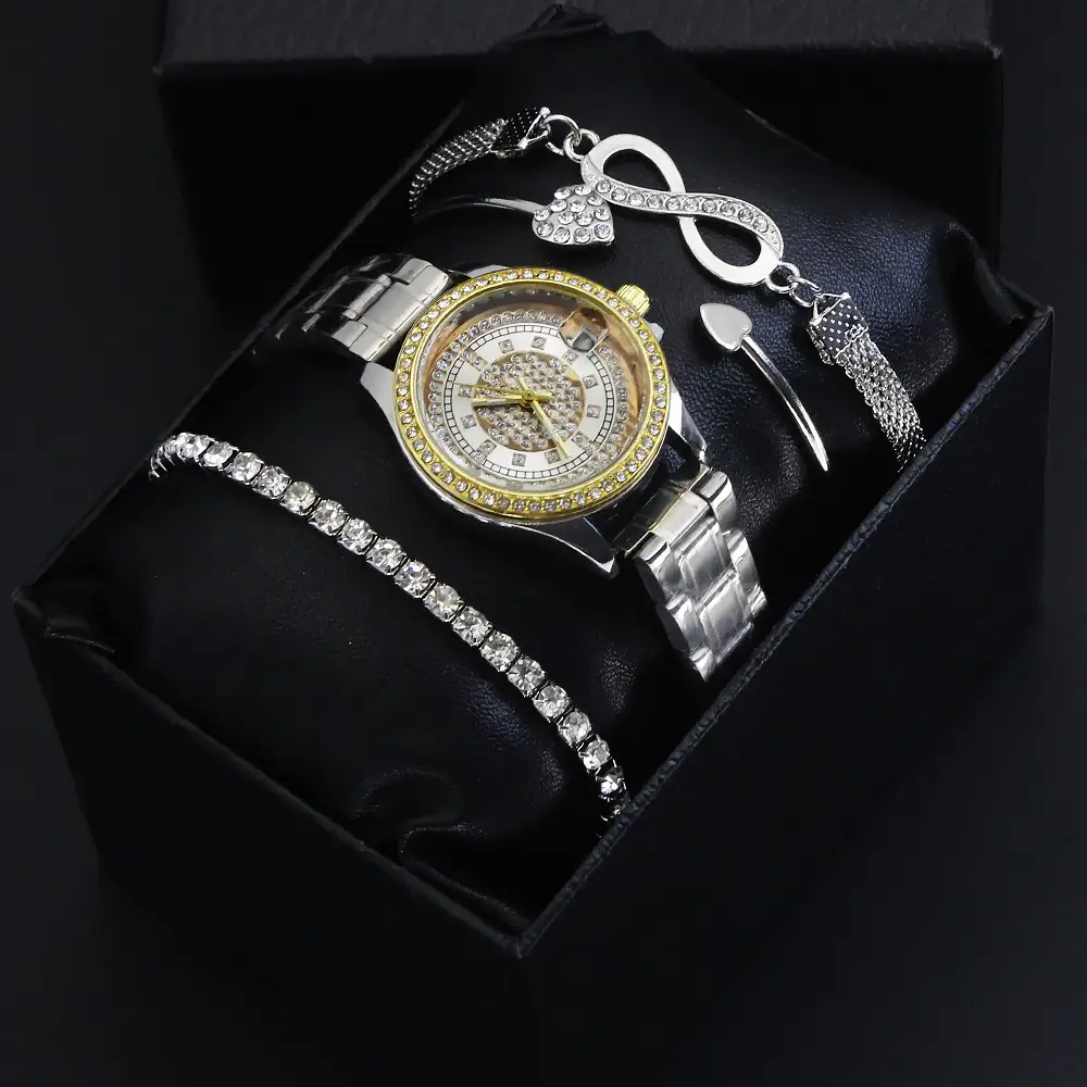 Women's Quartz Watch Set with Bracelet & Earrings
