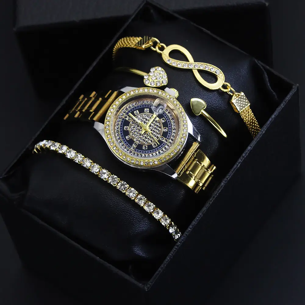 Women's Quartz Watch Set with Bracelet & Earrings