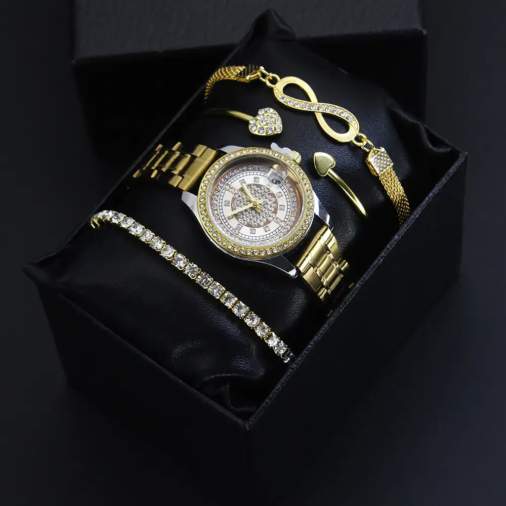 Women's Quartz Watch Set with Bracelet & Earrings