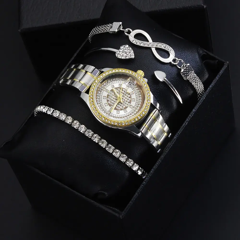 Women's Quartz Watch Set with Bracelet & Earrings