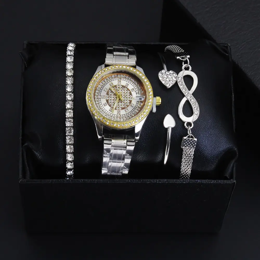 Women's Quartz Watch Set with Bracelet & Earrings