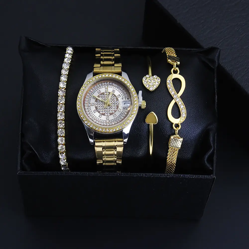 Women's Quartz Watch Set with Bracelet & Earrings