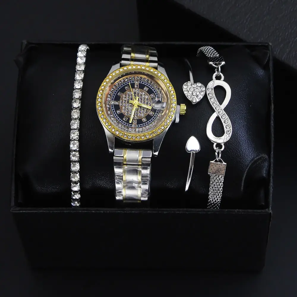 Women's Quartz Watch Set with Bracelet & Earrings