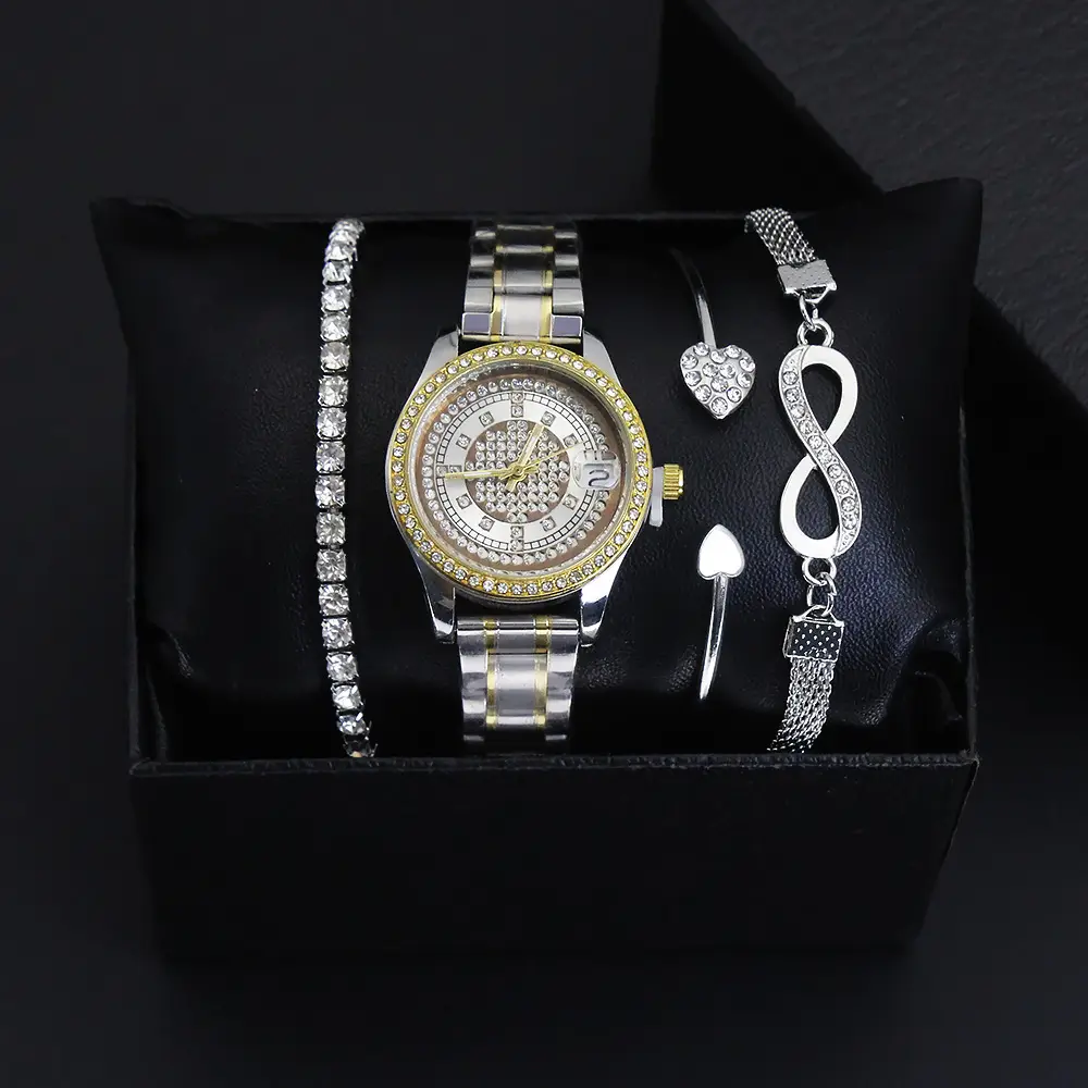 Women's Quartz Watch Set with Bracelet & Earrings
