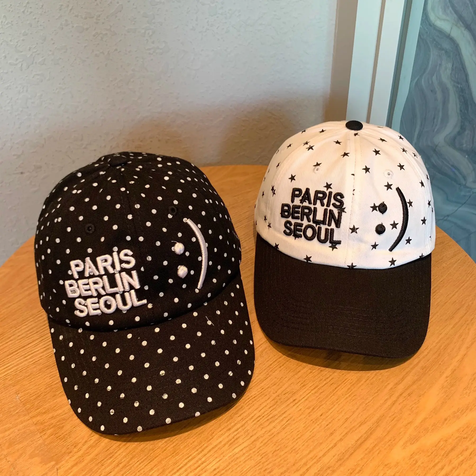 Paris Berlin Seoul Smiley Cap Women Casual Baseball Cap