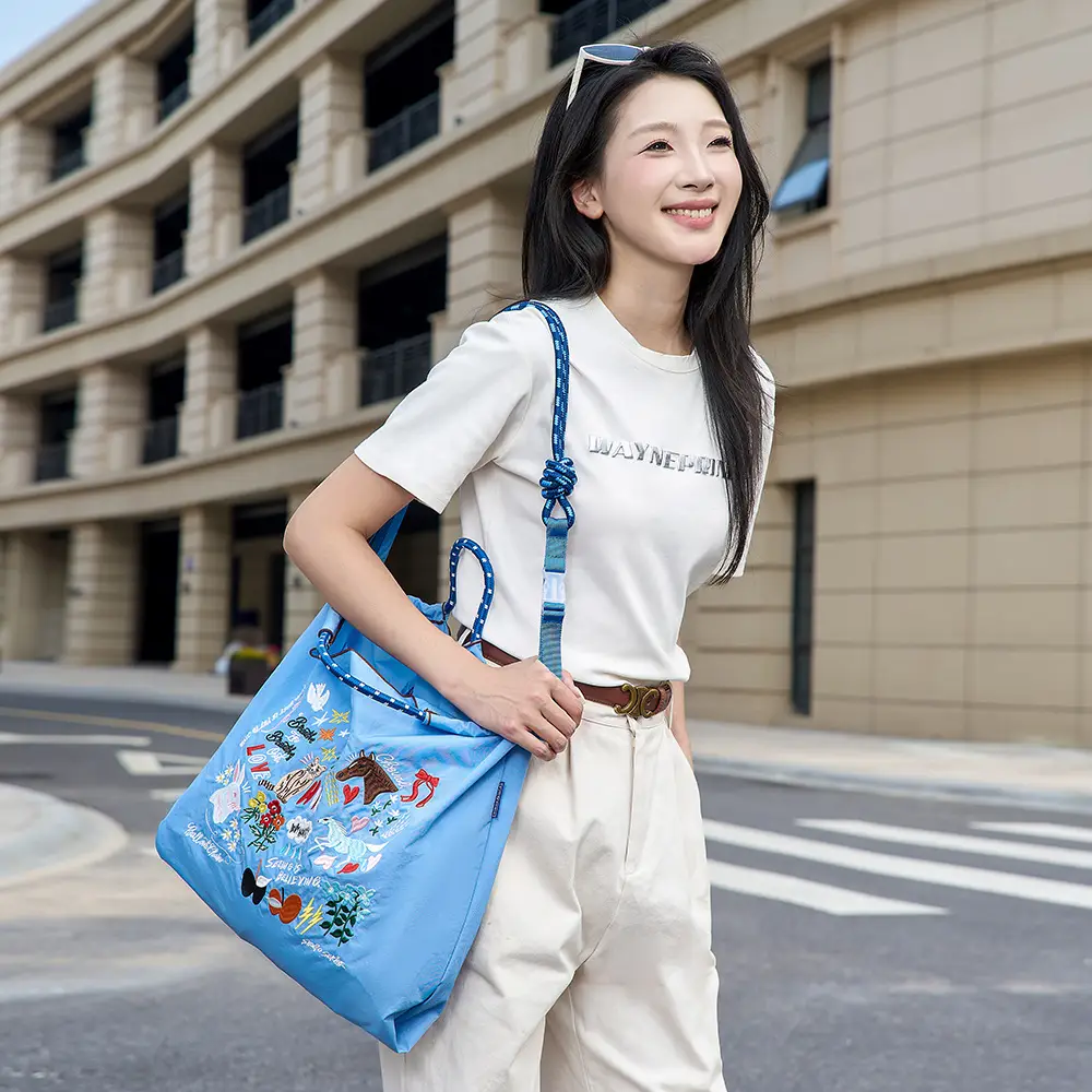 2025 Summer Embroidered Japanese Bag Blue Large Capacity - Image 10