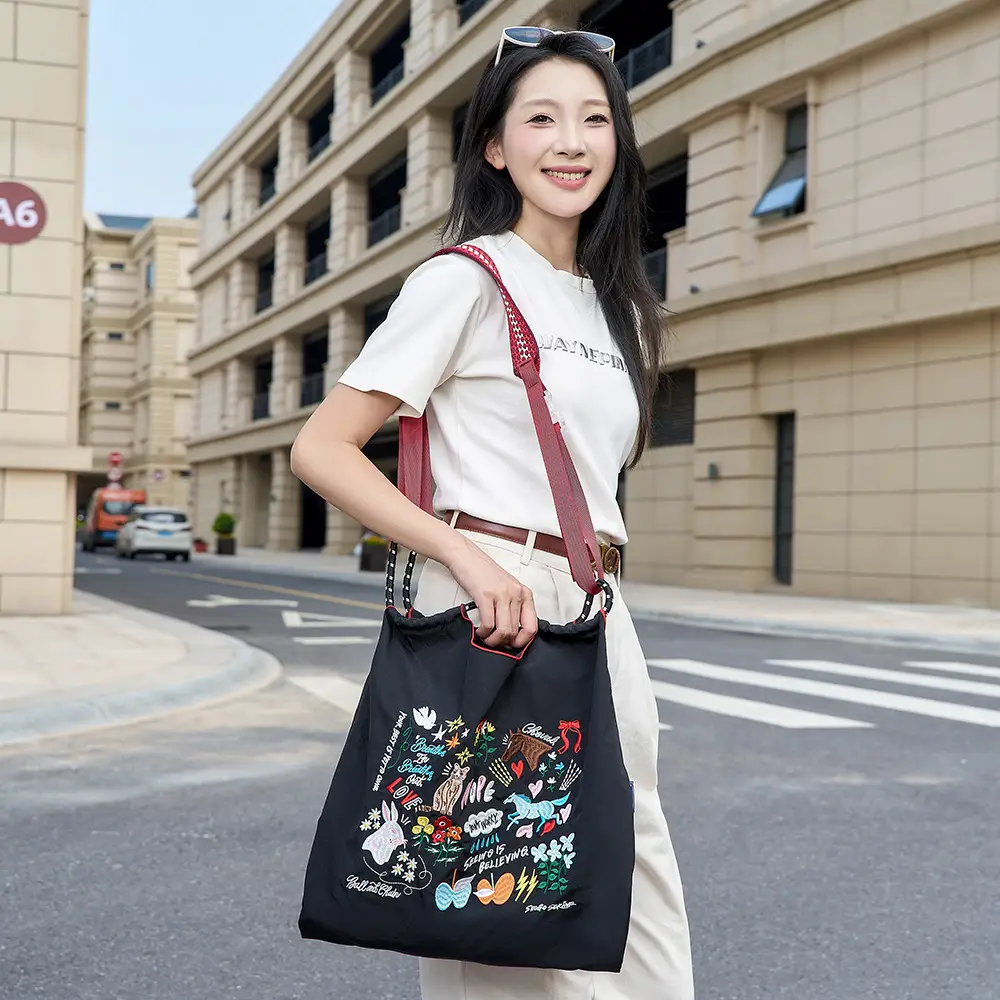 2025 Summer Embroidered Japanese Bag Blue Large Capacity — feature 3
