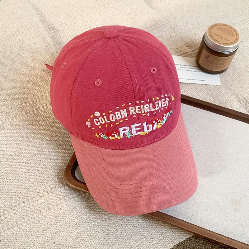 Korean Style Floral Embroidered Baseball Cap for Women - Image 2