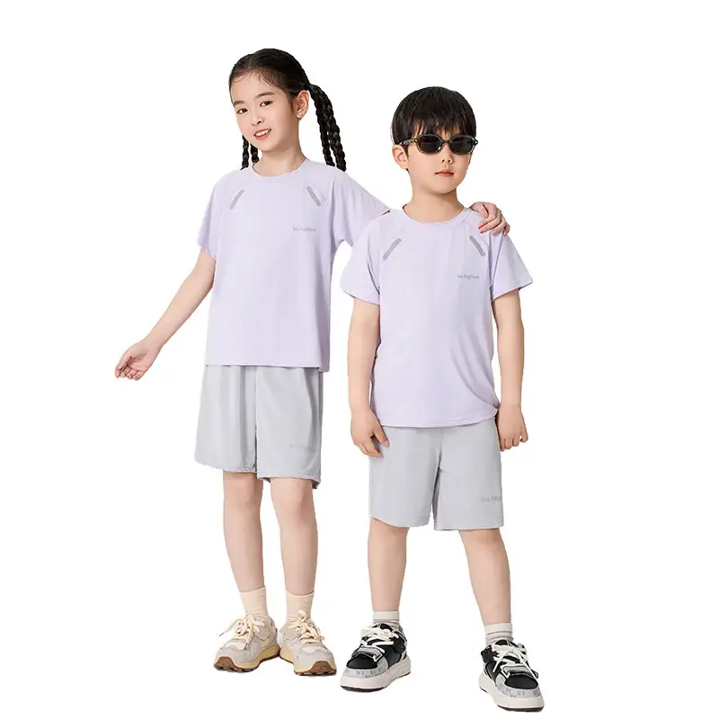 Girls Ice Mesh Shorts Suit Pink Summer Set - Image 10