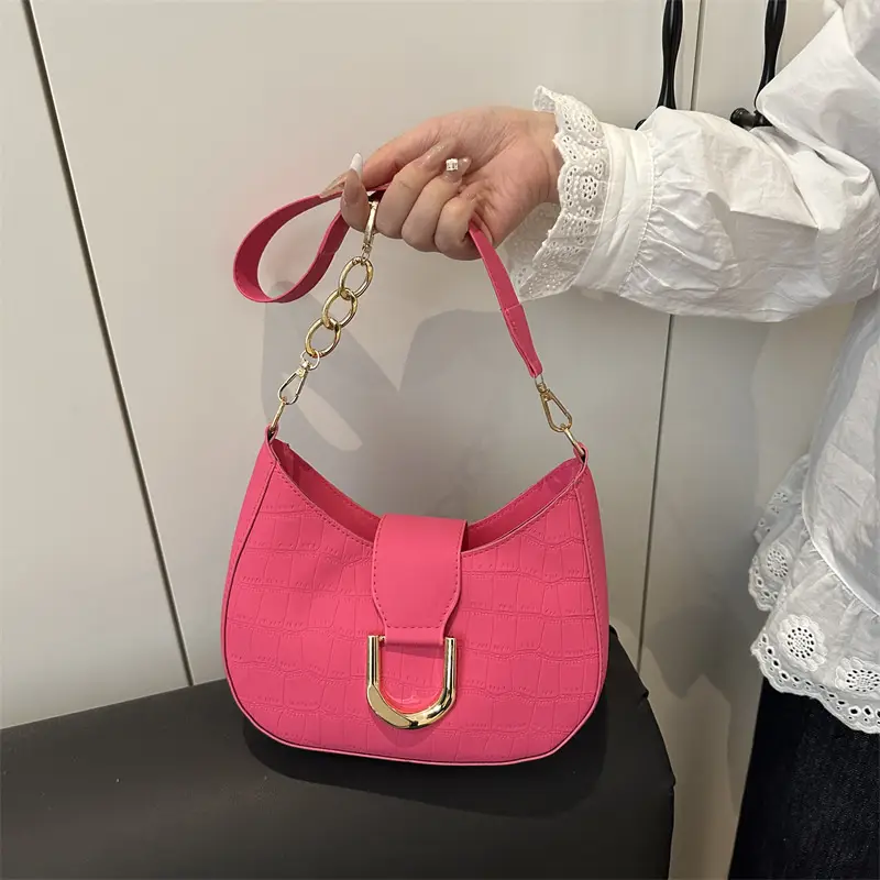 Pink Textured Shoulder Bag for Women - Image 2
