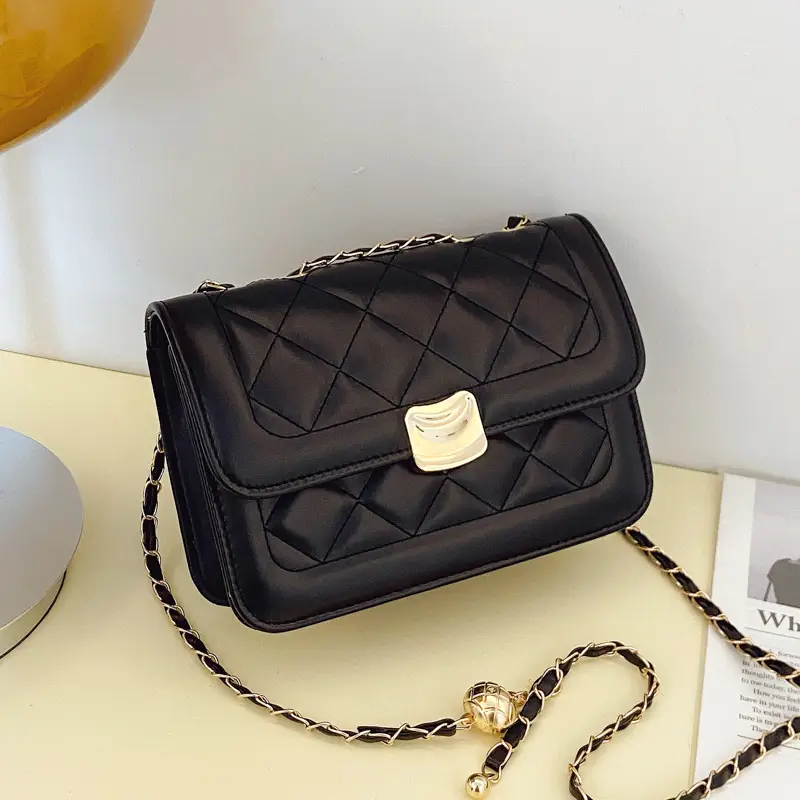 White Quilted Chain Crossbody Bag for Women