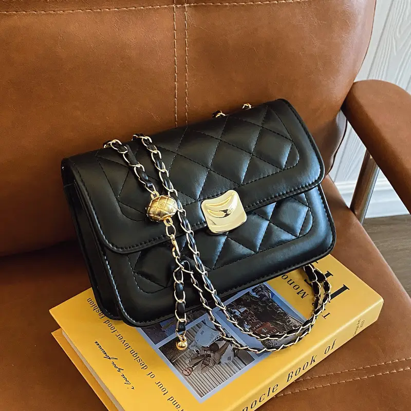 White Quilted Chain Crossbody Bag for Women