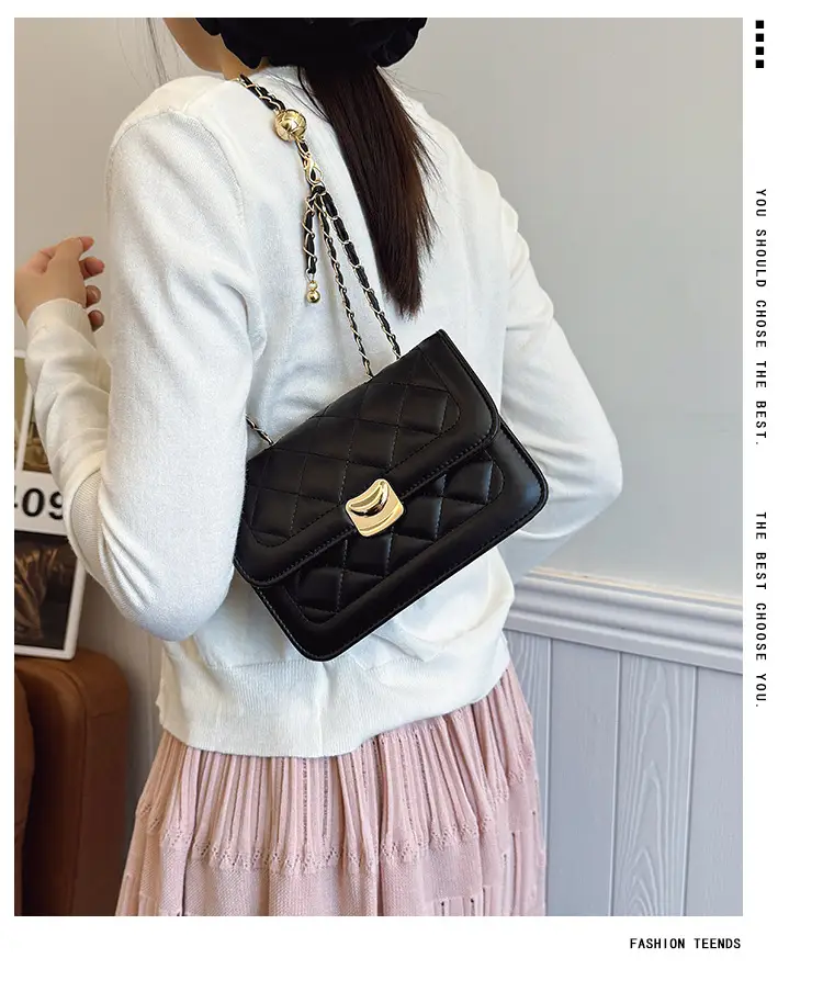 White Quilted Chain Crossbody Bag for Women — feature 1