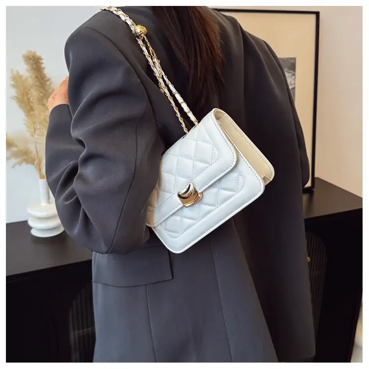White Quilted Chain Crossbody Bag for Women — feature 15