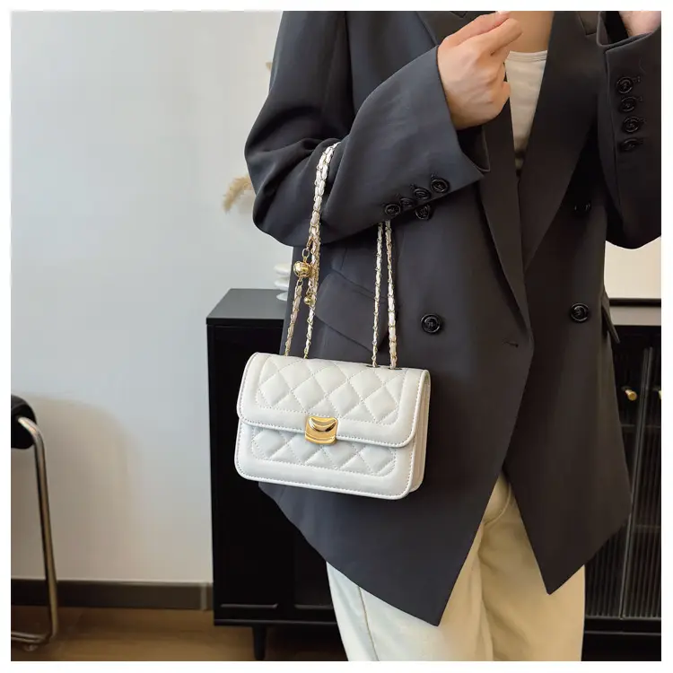 White Quilted Chain Crossbody Bag for Women — feature 16