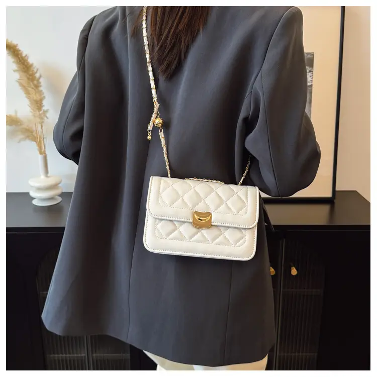 White Quilted Chain Crossbody Bag for Women — feature 17
