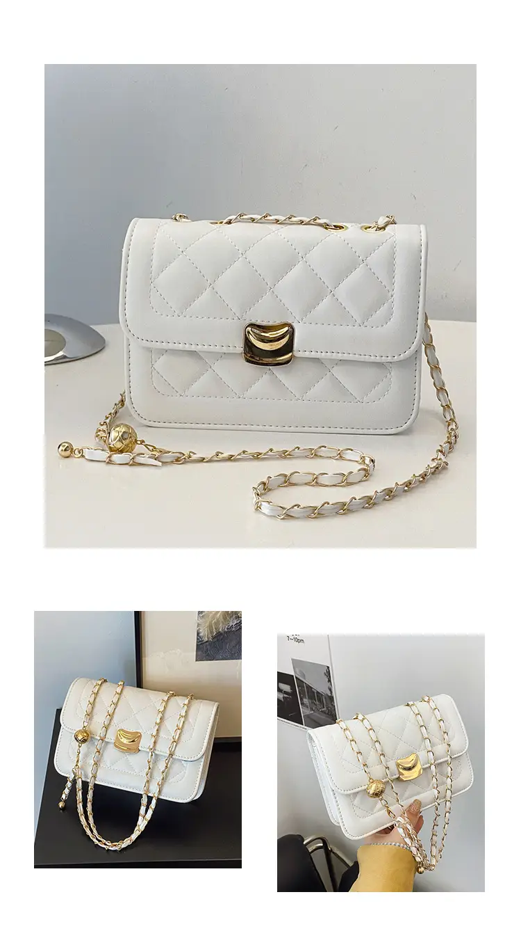 White Quilted Chain Crossbody Bag for Women — feature 20