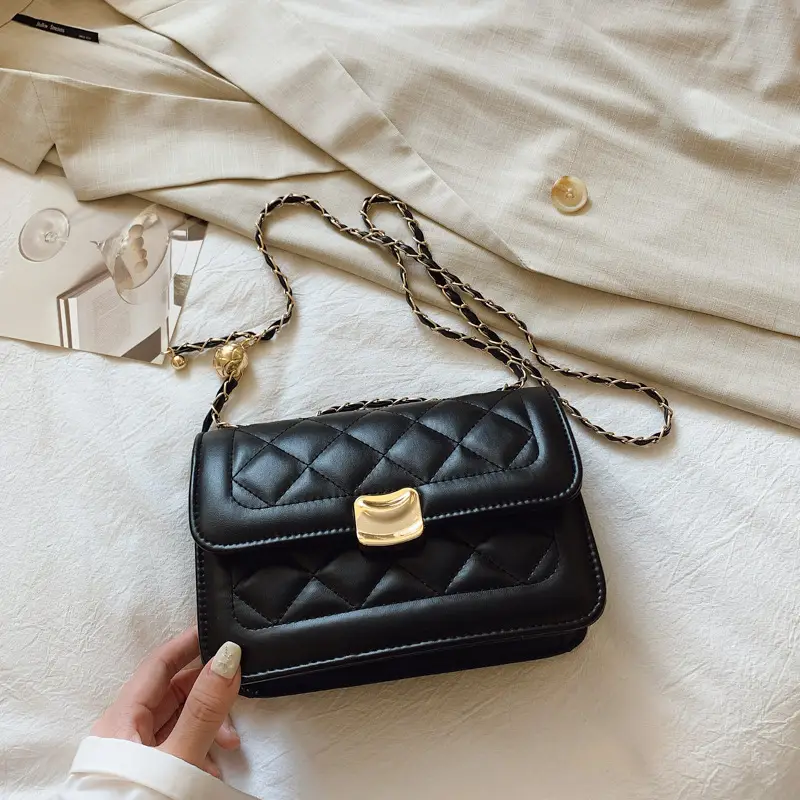 White Quilted Chain Crossbody Bag for Women