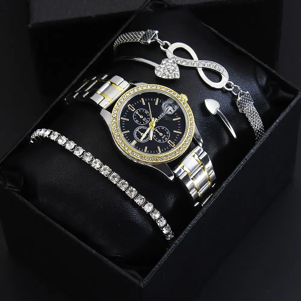 Women's Quartz Watch Set with Bracelet & Watch Finger - Image 9