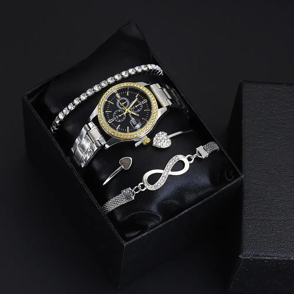 Women's Quartz Watch Set with Bracelet & Watch Finger — feature 4
