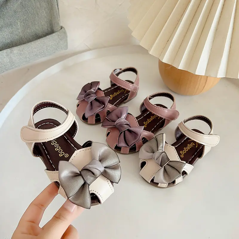 Girls' Pink Bow Sandals for 2025 Summer