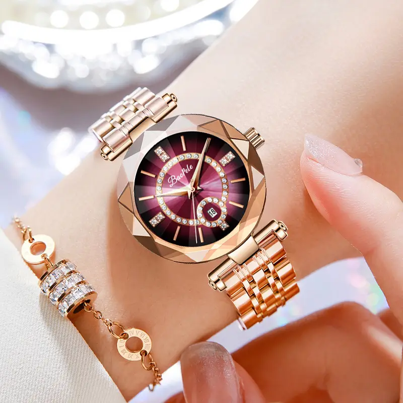 Women's Rose Gold Quartz Watch with Diamond Dial - Image 6