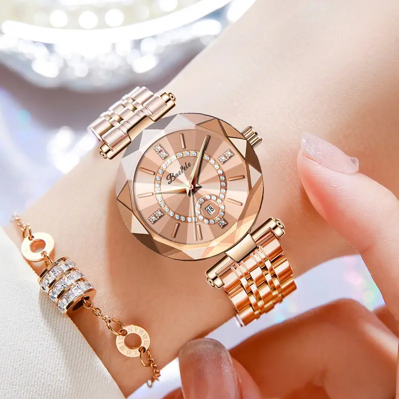 Women's Rose Gold Quartz Watch with Diamond Dial - Image 7