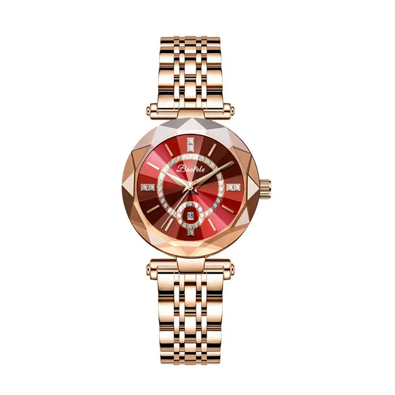 Women's Rose Gold Quartz Watch with Diamond Dial - Image 3