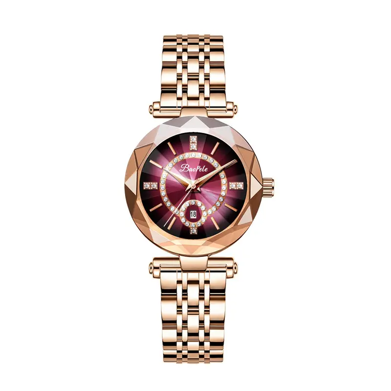 Women's Rose Gold Quartz Watch with Diamond Dial - Image 4