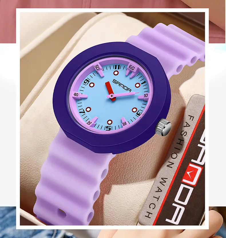 Sanda New Watch Imported Quartz Luminous Student Waterproof Exam Colorful Contrasting Children's Watch — feature 20