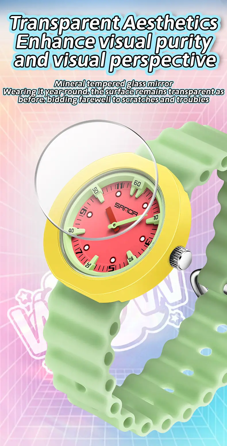 Sanda New Watch Imported Quartz Luminous Student Waterproof Exam Colorful Contrasting Children's Watch — feature 30
