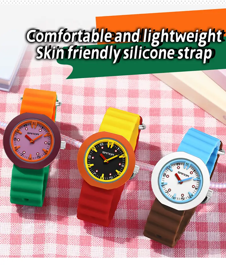 Sanda New Watch Imported Quartz Luminous Student Waterproof Exam Colorful Contrasting Children's Watch — feature 36