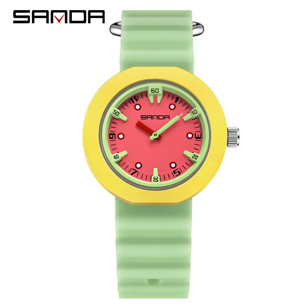 Sanda New Watch Imported Quartz Luminous Student Waterproof Exam Colorful Contrasting Children's Watch - Image 3
