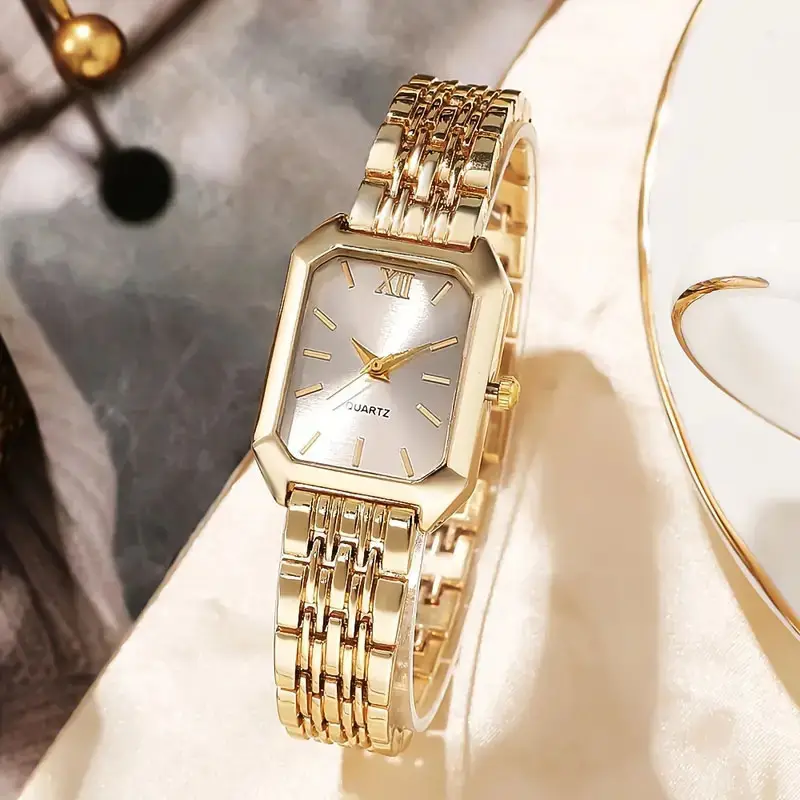 Gold Square Women's Quartz Watch with Green Dial - Image 6