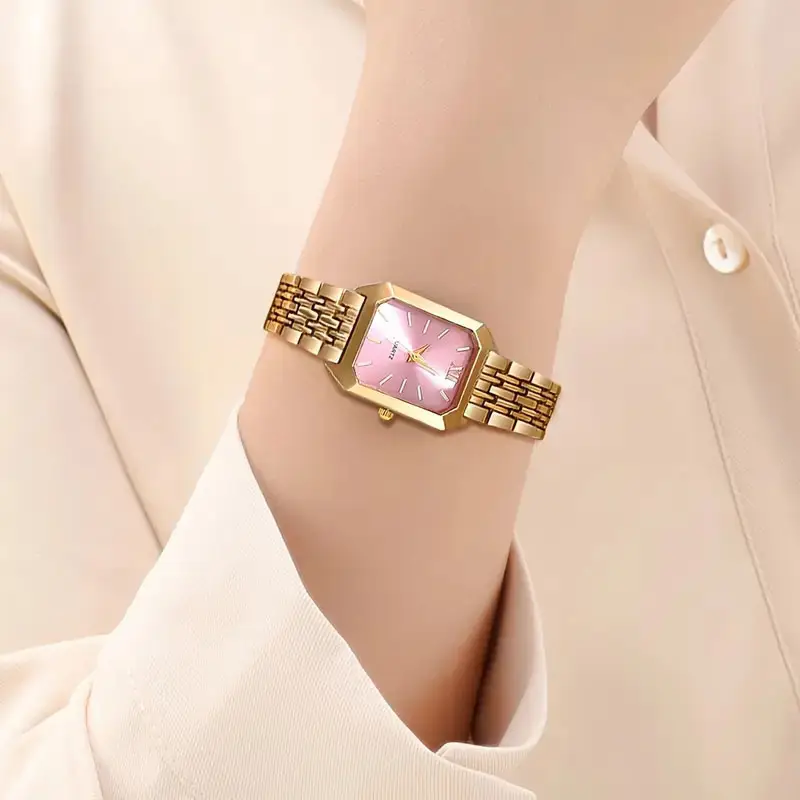 Gold Square Women's Quartz Watch with Green Dial — feature 10