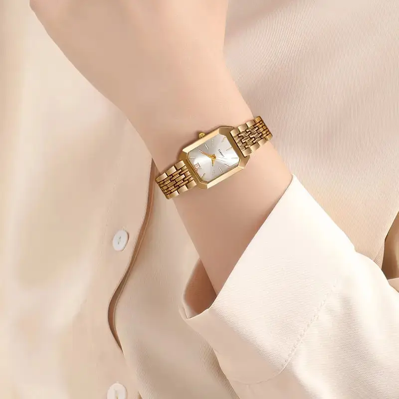 Gold Square Women's Quartz Watch with Green Dial — feature 7